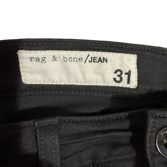 RAG & BONE Sz 32 Mito Black High Rise Skinny Jeans with White Racing Stripes - Picture 6 of 8